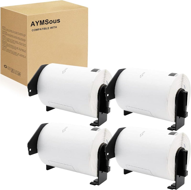 AYMSous Compatible 4 Pack DK-1247 Die-Cut White Address Labels (4.07" x 6.4") with 4 Refillable Cartridges for Brother QL Label Printers (180 Labels/Roll, 720 Total) - Image 1